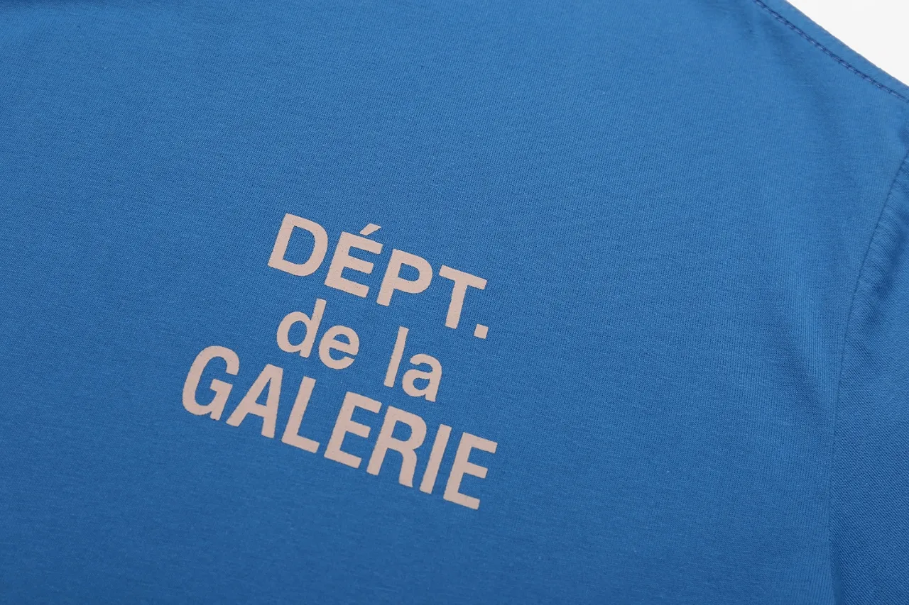 648#Gallery Dept New Classic Basic French Letters LOGO Basic Slogan Round Neck Short Sleeve T-Shirt Pure Cotton Tee Royal Blue Red Lake Blue Apricot Print Blue Apricot Print Black S～XL p90